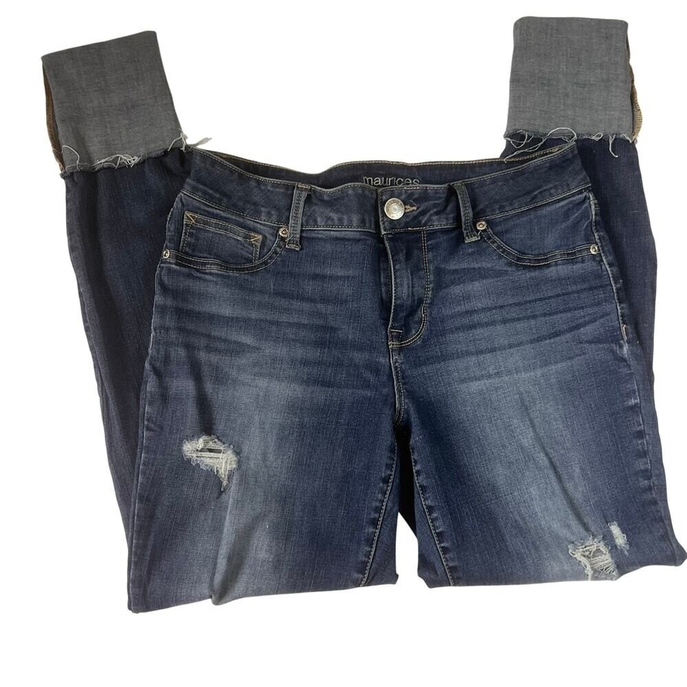 Maurice's Distressed Jeggings‎ Folder Hem Stretchy Women's Size Medium